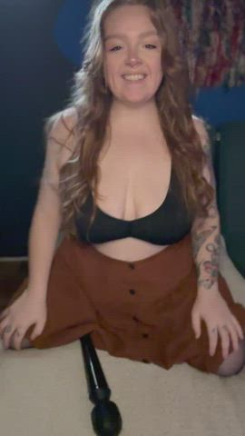 bouncing tits curly hair curvy huge tits laughing redhead schoolgirl smile tattoo
