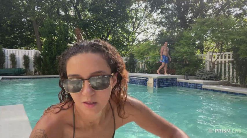 bikini cleavage downblouse fit slut swimming pool swimsuit wet whore gif