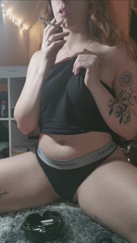 Fetish Smoking Tattoo Tits gif