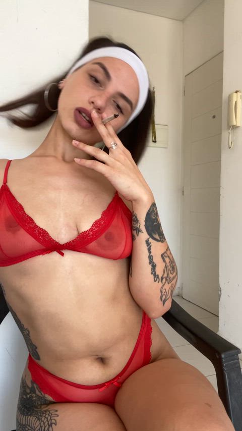 lingerie onlyfans small tits smoking tattoo gif