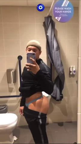 asian big ass exhibitionist gay gym public thong gif