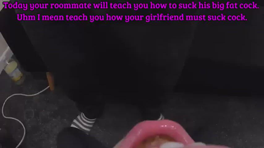 blowjob pov roommate sissy sissycaption gif