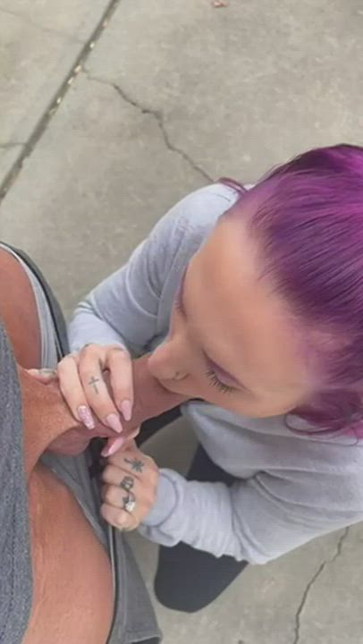 Blowjob POV Public gif