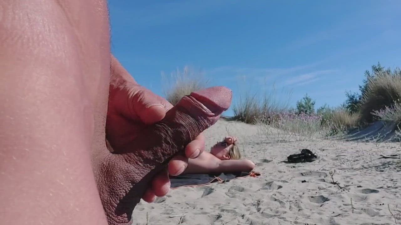 Beach Masturbating Nudist gif