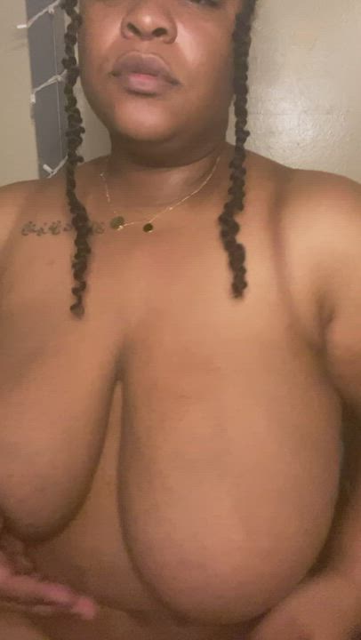 BBW Big Tits Chubby Ebony Huge Tits Pussy Tease Thick gif