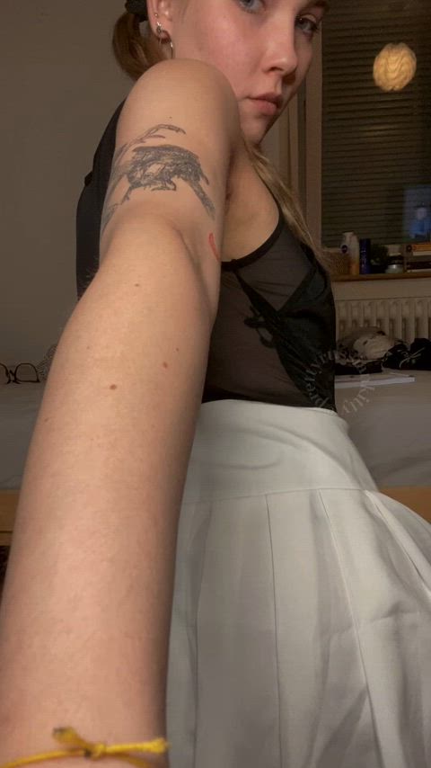 ass ass shaking big ass blonde cute onlyfans pigtails skirt upskirt gif