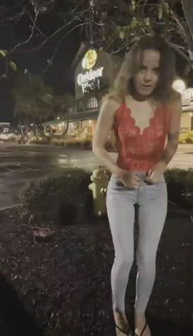 Amateur Exhibitionist Piss Pissing Public gif