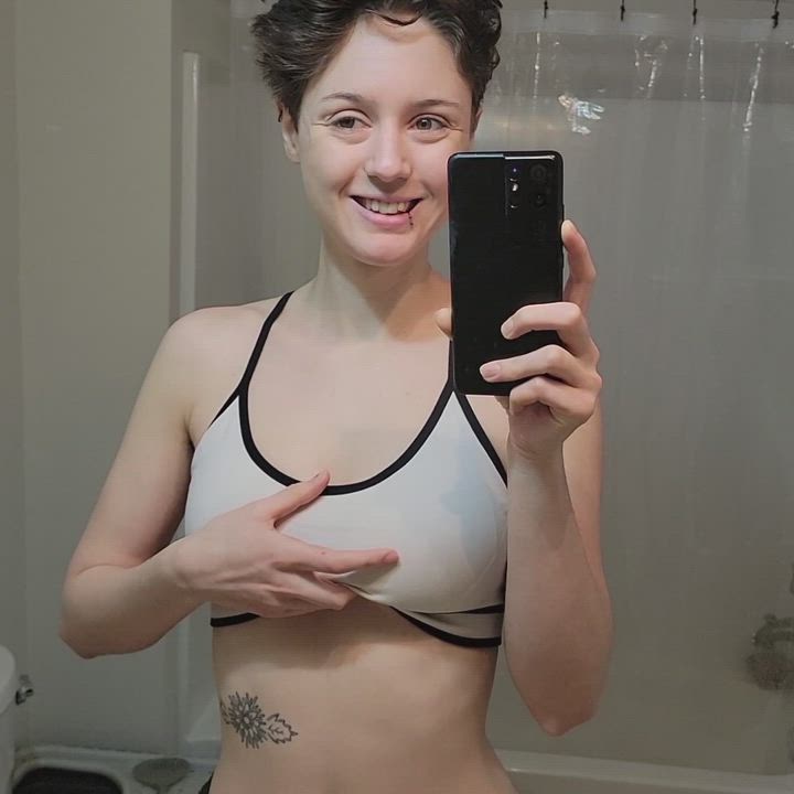 Tasty titty drop in my fav sports bra