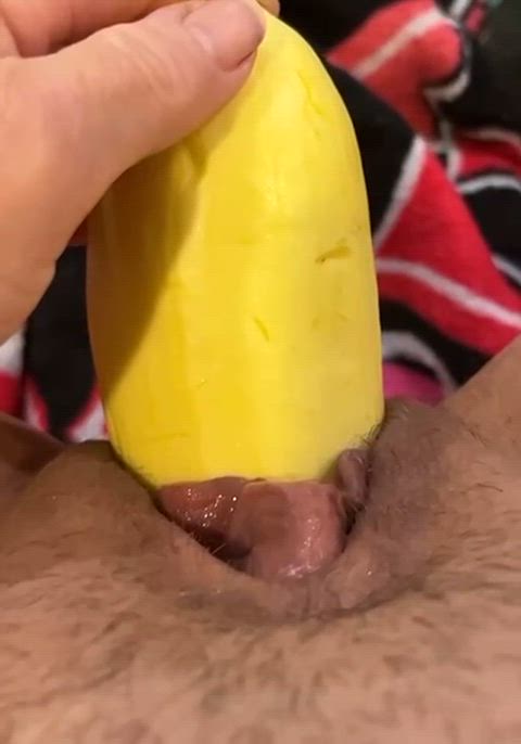 Pounding myself with a Huge Yellow Squash!!