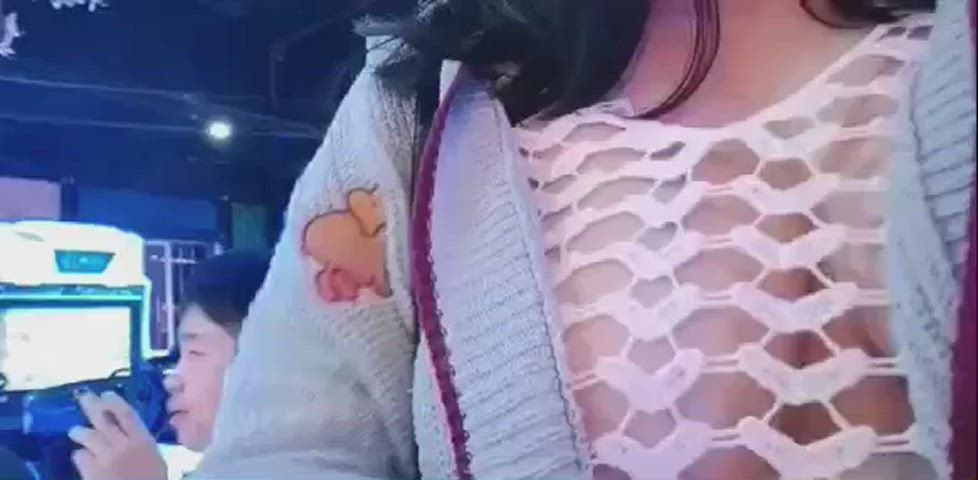 Fishnet Nipples Public gif