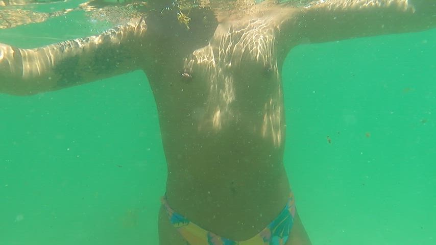 Beach OnlyFans Public Topless Underwater Wet gif