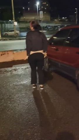 Being cheeky in the parking lot [f]