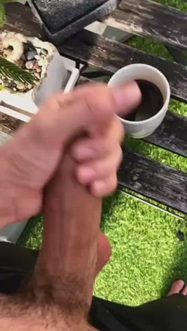 big dick cock cock milking cum cumshot food fetish gay male masturbation solo gif