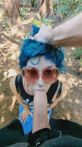 blowjob emo eye contact glasses outdoor pov pale short hair gif