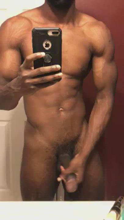 BBC Cock Male Masturbation Selfie gif