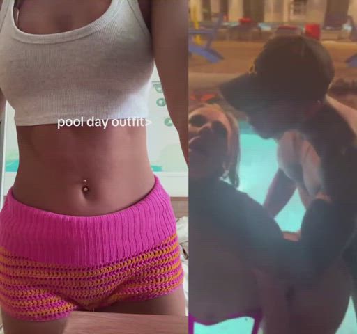 bbc big dick big tits pool swimming pool gif