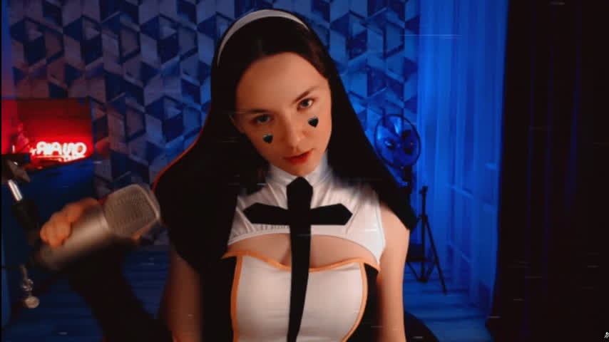 boobs cosplay halloween nun sister teen tits trans trans woman gif