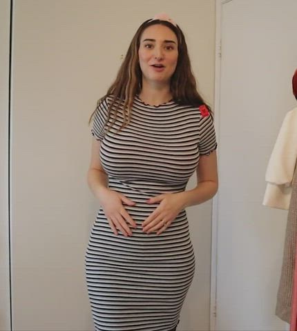 Clothed Dress Huge Tits Natural Tits Tight gif