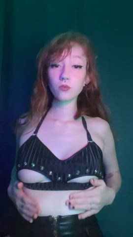 boobs dominant domination domme femdom natural tits redhead tits gif