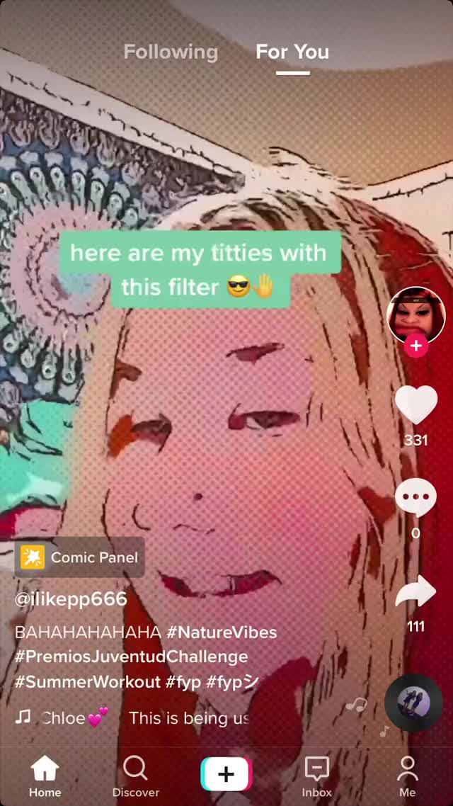Tits with cartoon filter