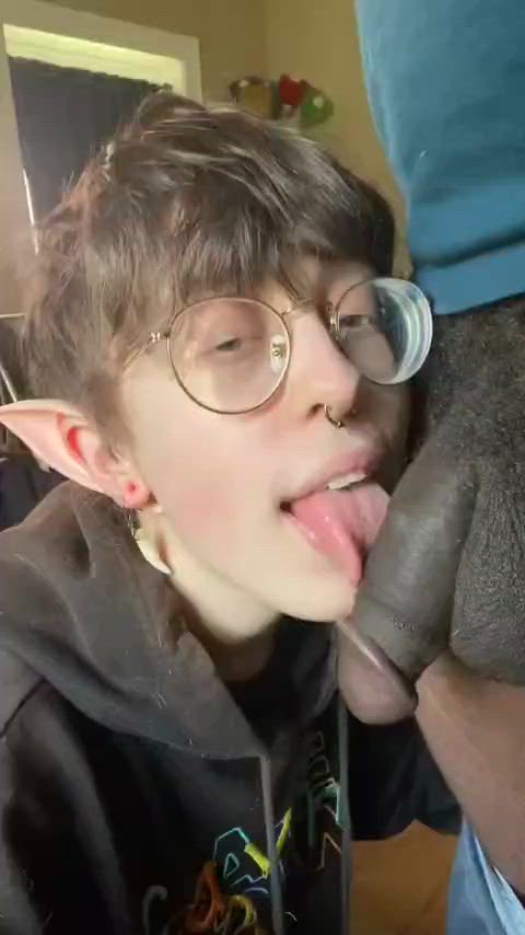 bbc cock worship cute glasses gif