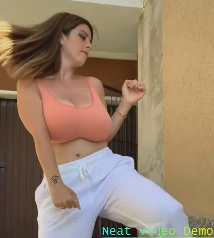 Clothed Dancing Huge Tits gif