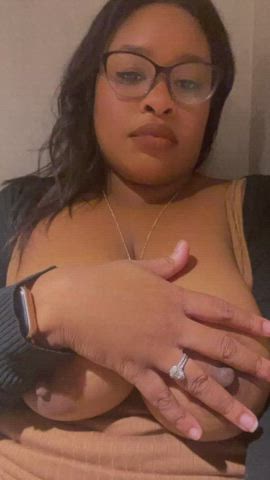 big tits ebony glasses nipple nipple play gif
