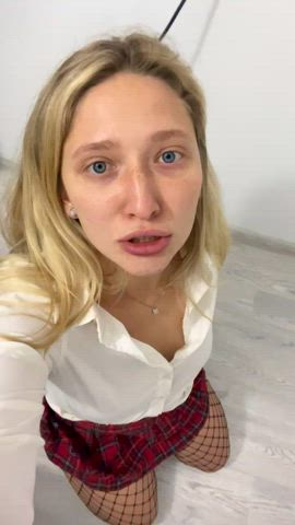 I am awaiting cum in my schoolgirl outfit