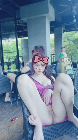 asian chinese cute exhibitionism masturbating public pussy small tits solo tits gif