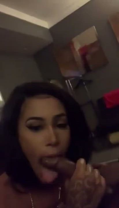 Deepthroat Ebony Sloppy gif