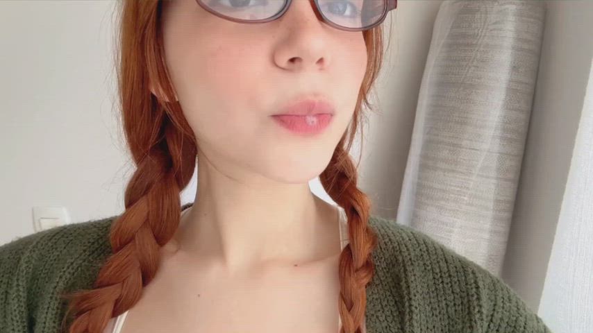 Drooling Pigtailed Redhead Tongue Out