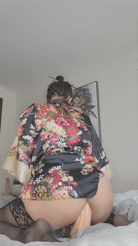 anal anal play asian ass dildo huge dildo japanese kimono riding gif