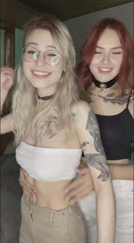 boobs lesbian tattoo teen topless gif