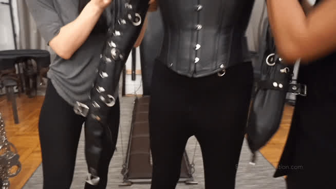 bondage corset femdom leather gif