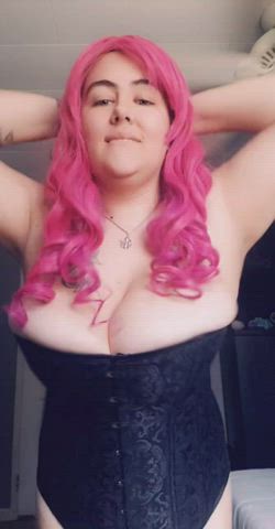 Corset Goddess Goth Hair Huge Tits gif