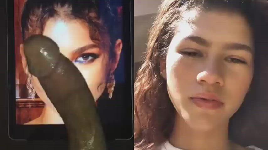 celebrity cumshot ebony fake male masturbation tribute zendaya gif