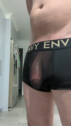 New mesh shorts got me very, very horny.