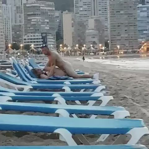 bareback beach cuckold hotwife legs up outdoor public voyeur watching gif