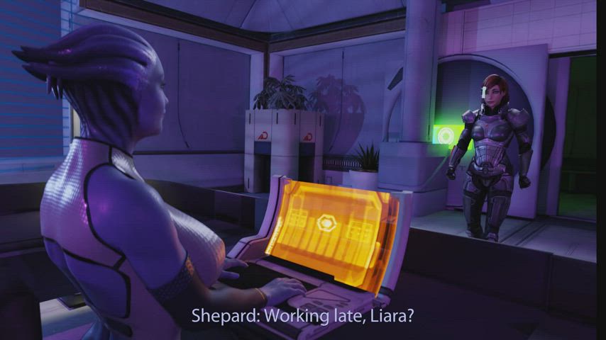 Commander Shepard riding Liara’s massive cock
