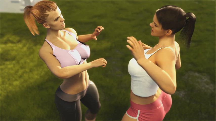 animation big tits face slapping slapping wrestling gif