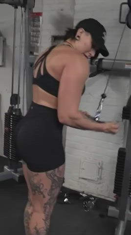 big ass big tits fitness muscles muscular girl wrestling gif