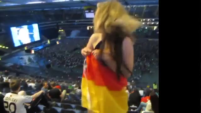 German Girl Showing Off In A Stadium