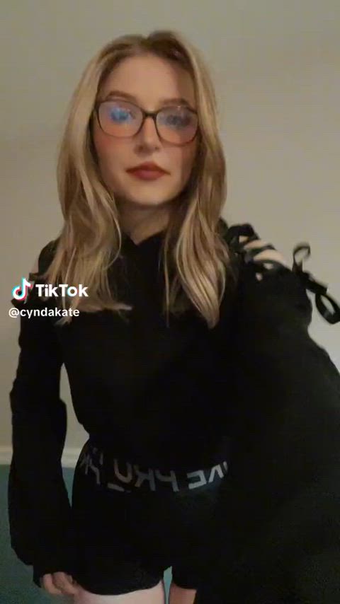 blonde dance glasses non-nude tease tiktok real-girls-on-tiktok tik-tok gif