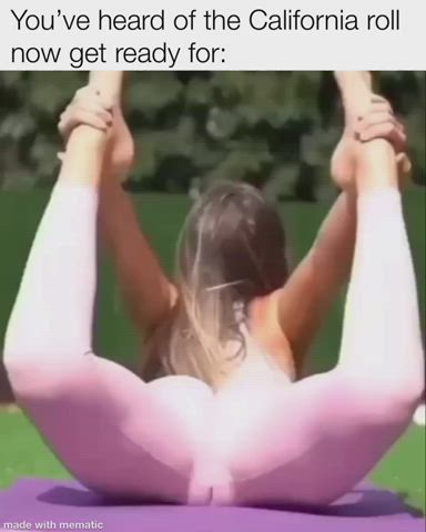 camel toe nsfw yoga pants gif