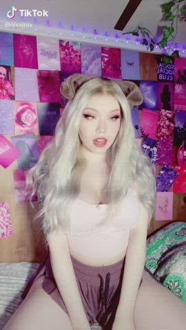 Ahegao Blue Eyes Cleavage Tease TikTok gif