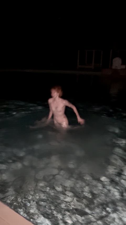 We went into the hotel pool at night thinking that no one was there.