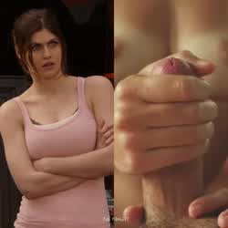 Would you lick the cum off the cock if you were gooning and Alexandra Daddario wanted
