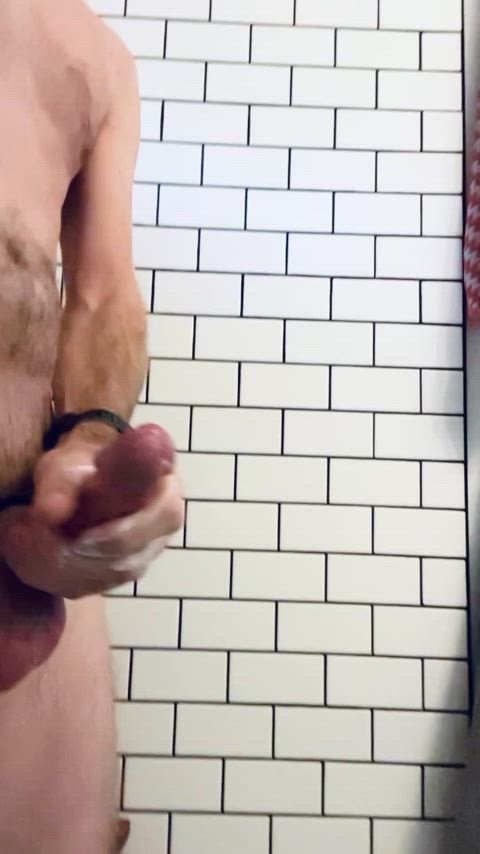 amateur big dick cock cum cumshot jerk off masturbating shower slow motion masturbation