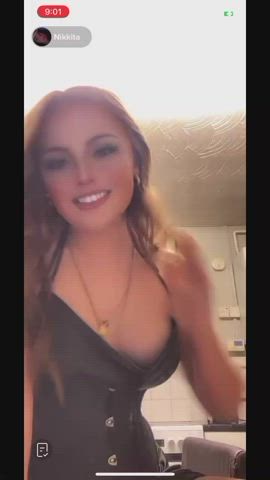 accidental big tits nipple nipslip tiktok tits gif