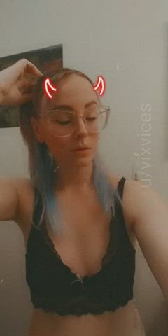 blue bra cute emo glasses innocent kiss pigtails pink gif
